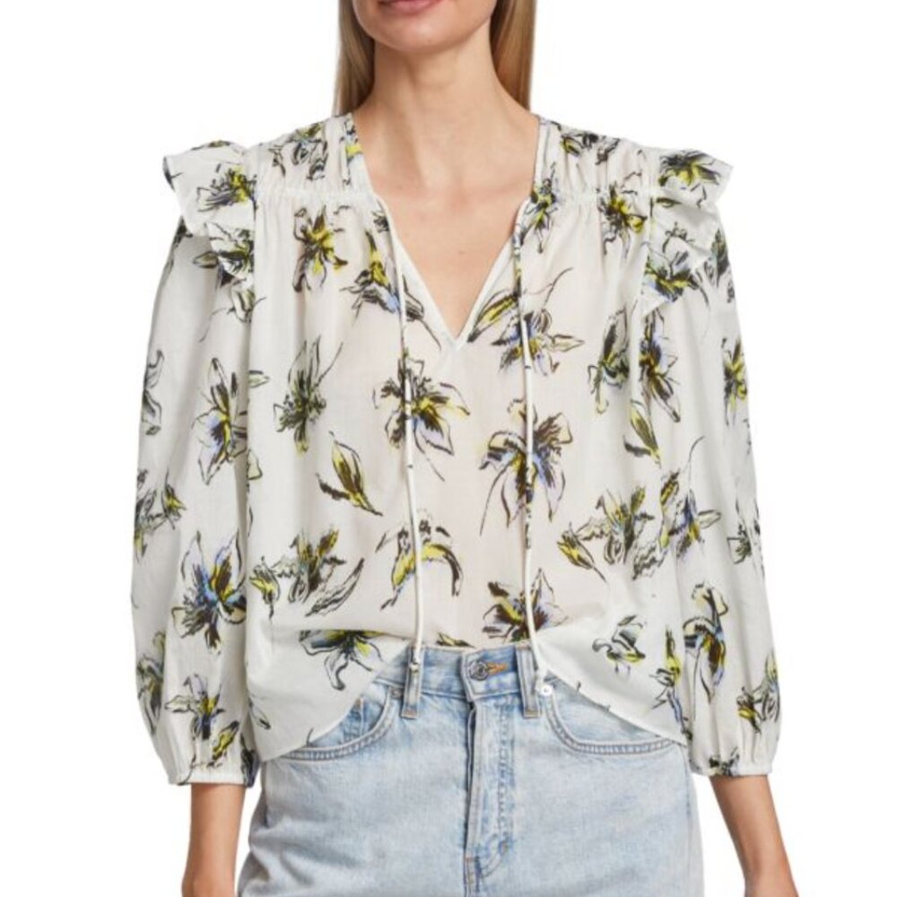 NWT Tanya Taylor Delaney Floral Cotton Top